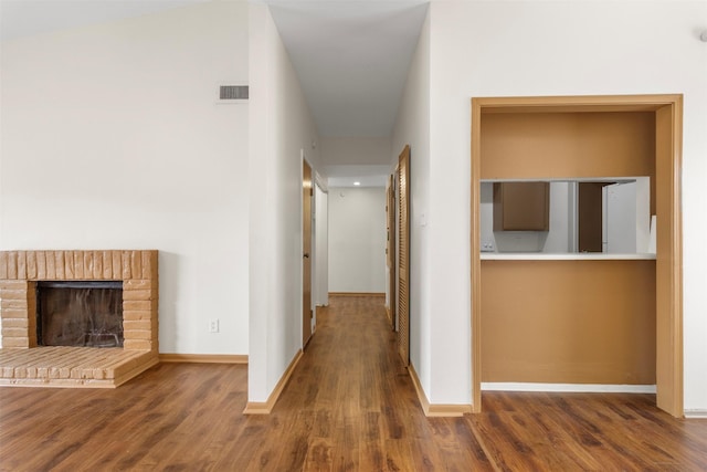 hall featuring dark hardwood / wood-style floors