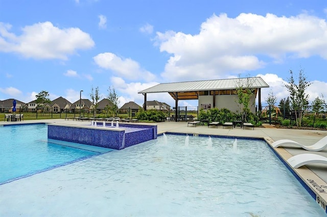 view of pool with a gazebo and a patio area