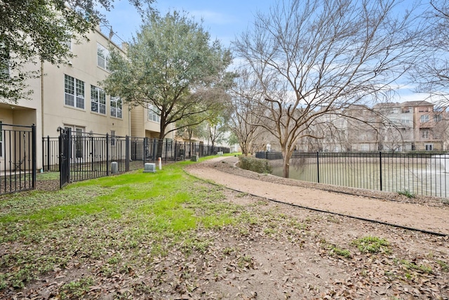 view of yard with a water view