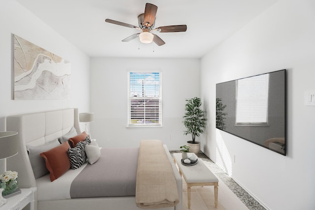 bedroom featuring ceiling fan