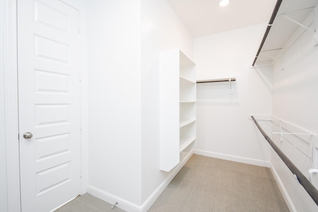 spacious closet with light carpet