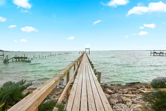 view of dock featuring a water view