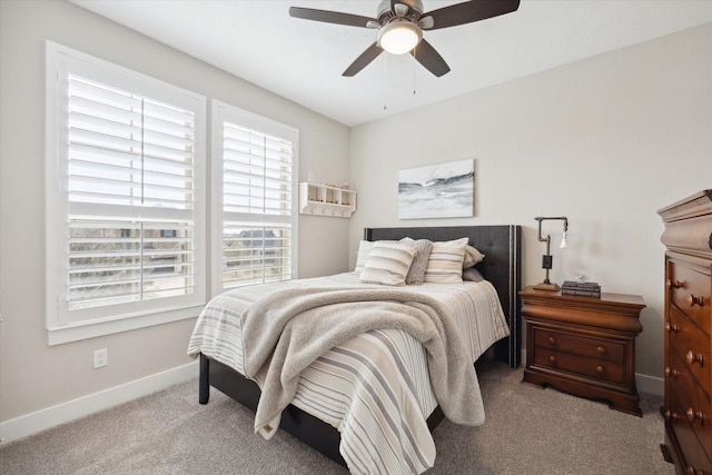 bedroom with carpet floors and ceiling fan