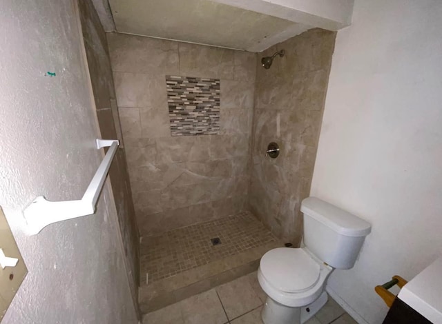 4846 Court Rd, Houston, TX 77053 - bathroom featuring tiled shower, toilet, and tile patterned flooring