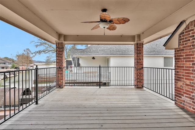 deck featuring ceiling fan