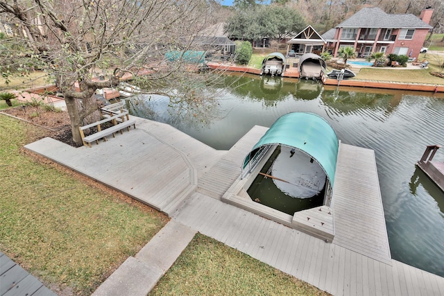 dock area featuring a water view