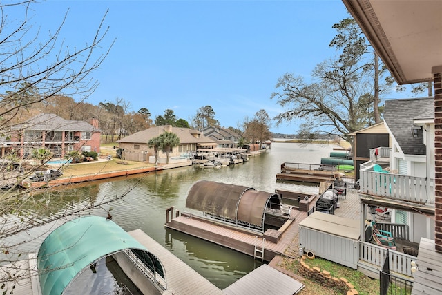 dock area featuring a water view