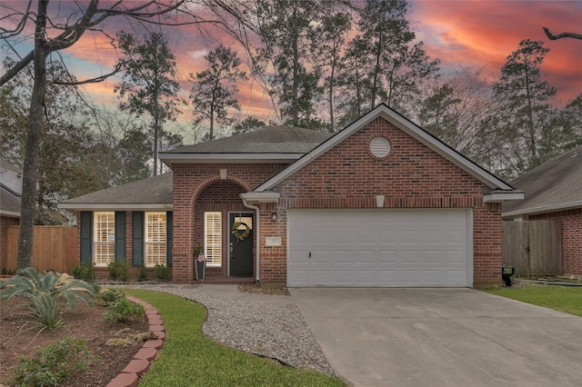 view of front facade with a garage