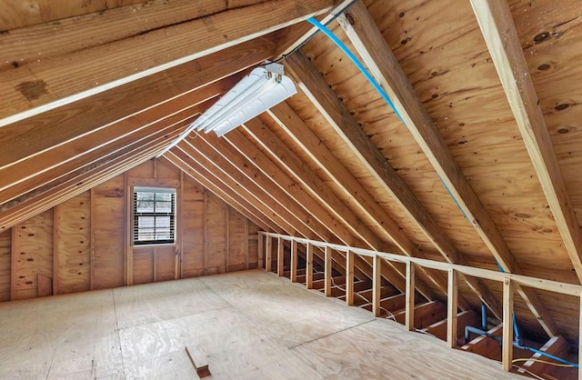 view of unfinished attic