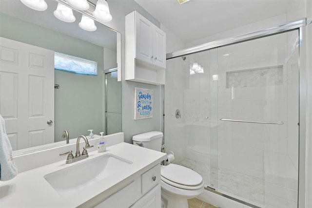 23178 Fresca St, Galveston, TX 77554 - bathroom with vanity, toilet, and a stall shower