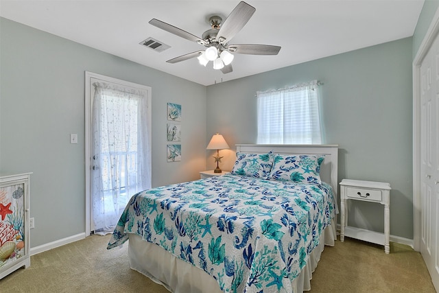 23178 Fresca St, Galveston, TX 77554 - carpeted bedroom featuring baseboards and a ceiling fan