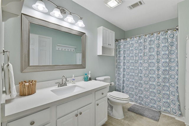 23178 Fresca St, Galveston, TX 77554 - full bath with curtained shower, vanity, toilet, and visible vents