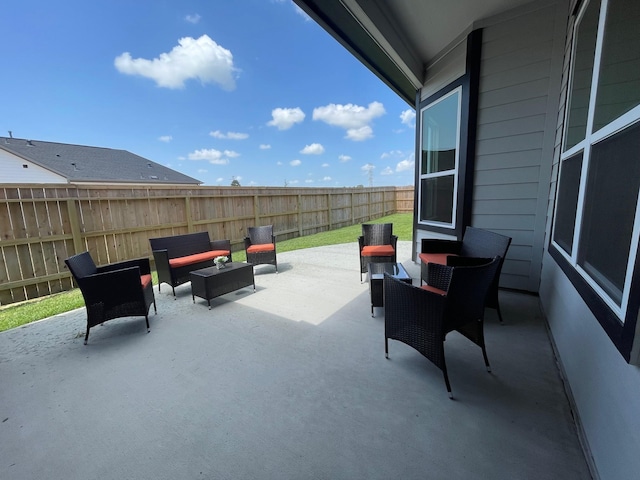 view of patio / terrace featuring an outdoor living space