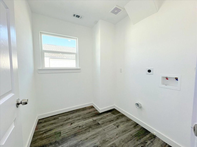 laundry room with washer hookup, hookup for an electric dryer, and dark hardwood / wood-style flooring