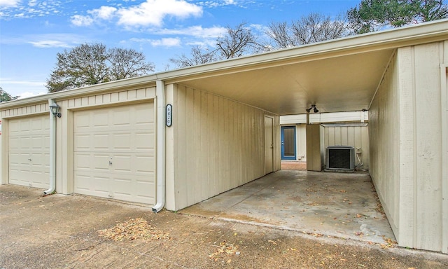 garage with central air condition unit