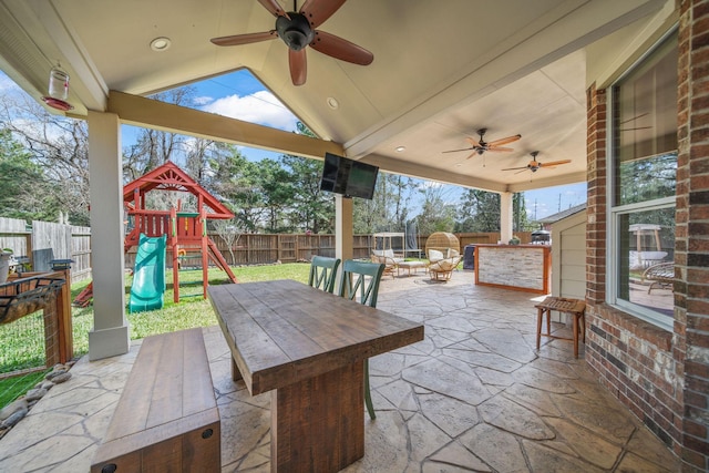 view of patio / terrace with a playground