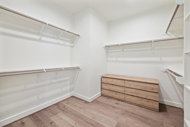 spacious closet with light hardwood / wood-style floors