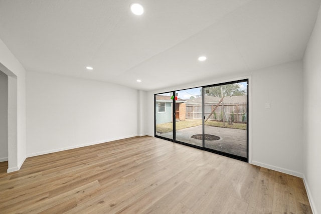 empty room with light wood-type flooring