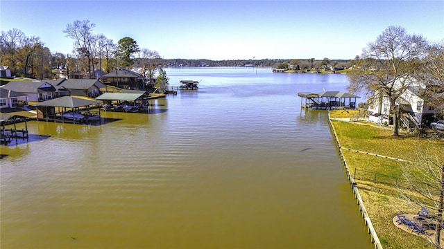 view of dock featuring a water view