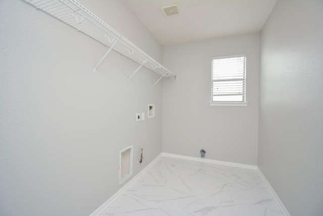 laundry room with washer hookup, hookup for a gas dryer, and hookup for an electric dryer