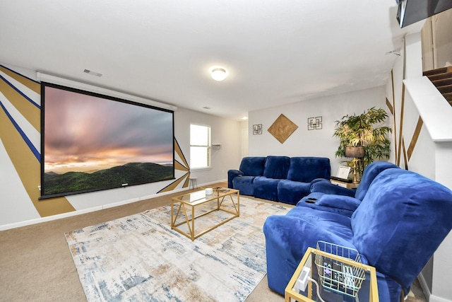 living room featuring carpet floors