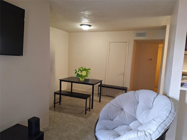 sitting room featuring a textured ceiling