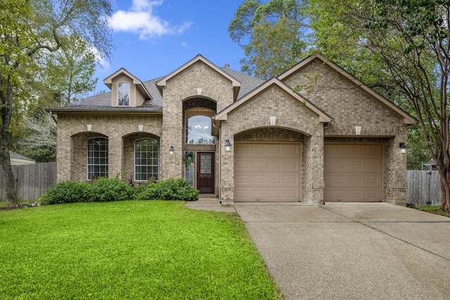 view of front of house featuring a garage and a front yard