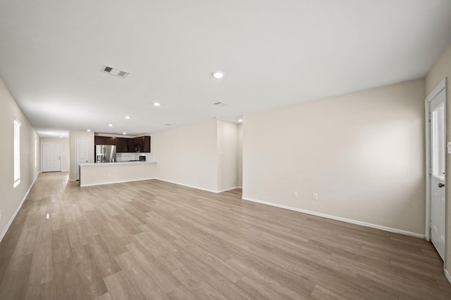 unfurnished living room featuring light hardwood / wood-style flooring