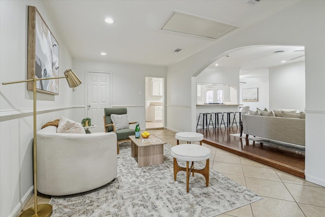 view of tiled living room