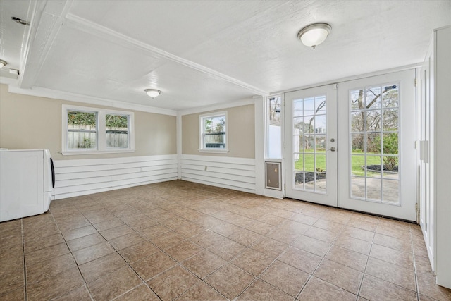 interior space with washer / dryer and french doors