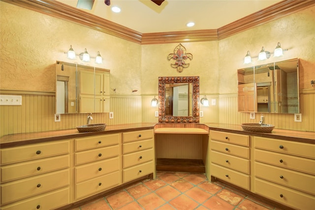 bathroom featuring vanity and crown molding