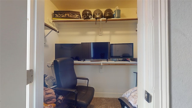 office area featuring built in desk