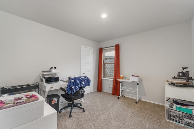 view of carpeted office space