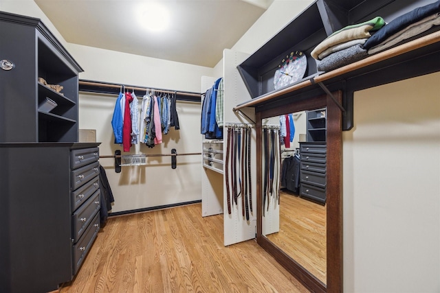 walk in closet featuring wood-type flooring