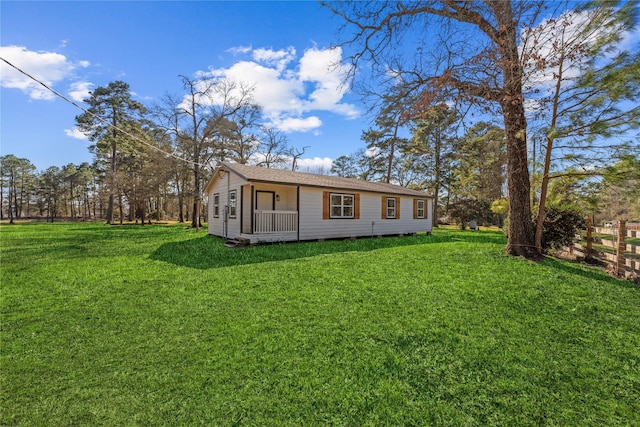 exterior space with a yard