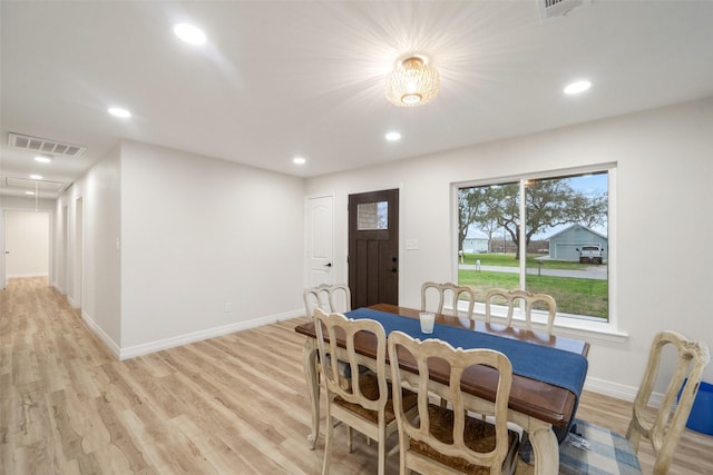 dining area featuring light hardwood / wood-style floors