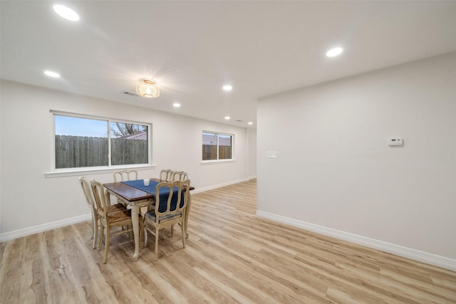 dining area featuring light hardwood / wood-style flooring