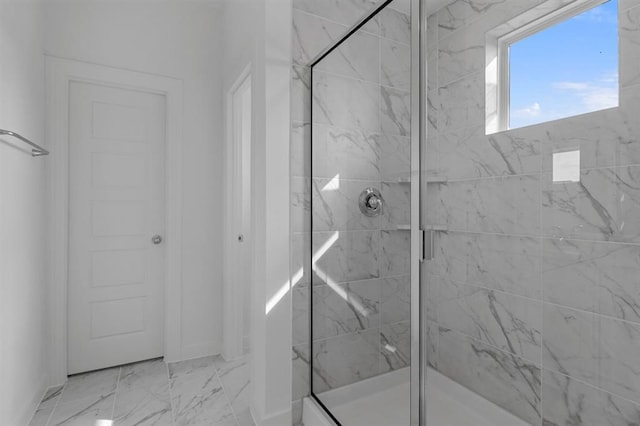 3318 Verdant, Richmond, TX 77406 - bathroom featuring a marble finish shower and marble finish flooring