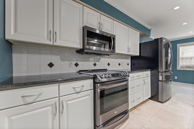 kitchen featuring white cabinetry and appliances with stainless steel finishes