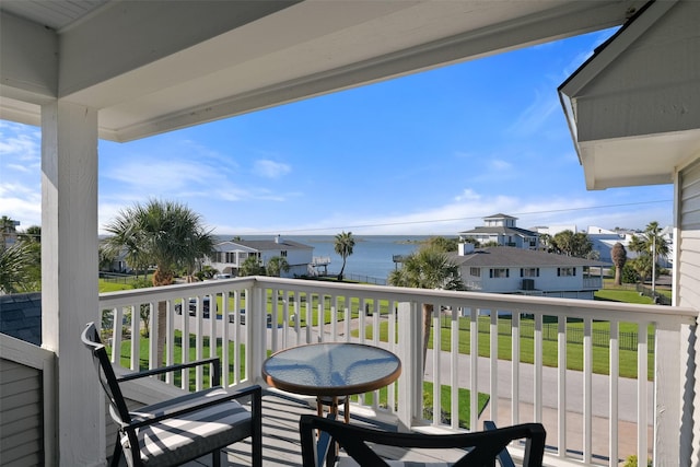 balcony with a water view