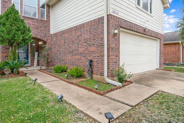 exterior space featuring a garage