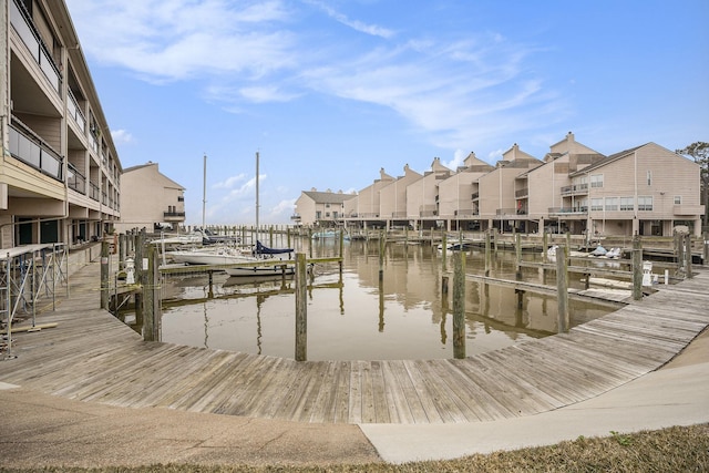 view of dock featuring a water view