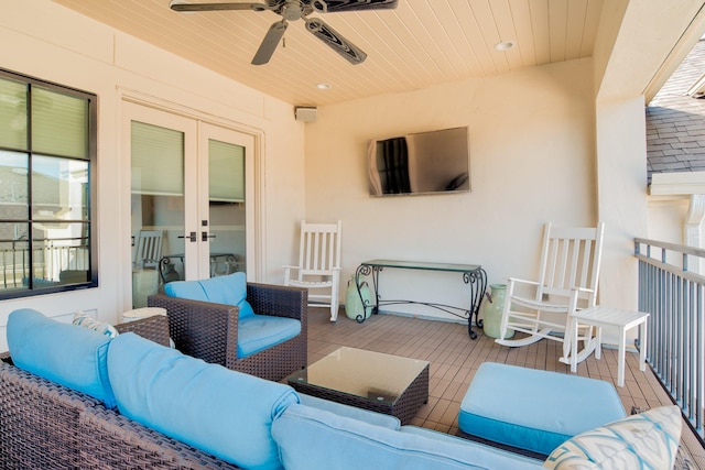 view of patio / terrace featuring an outdoor hangout area and a ceiling fan