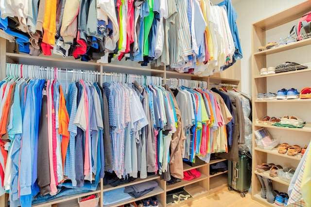 walk in closet featuring wood finished floors