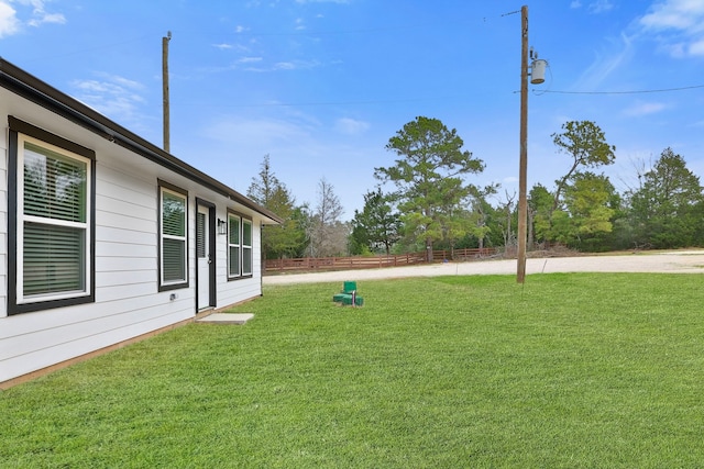 view of yard featuring fence