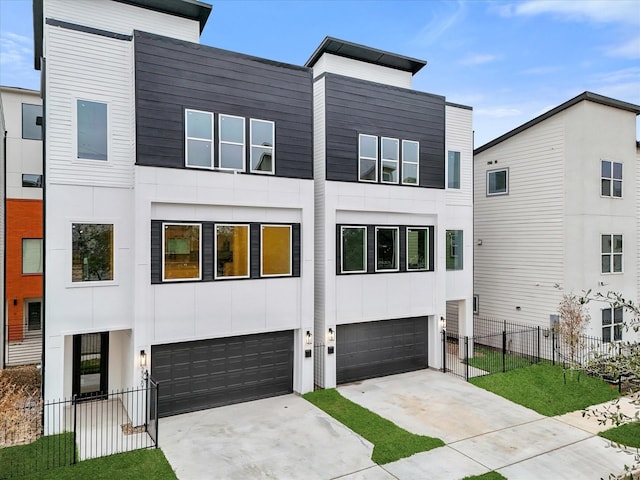 contemporary home with a garage