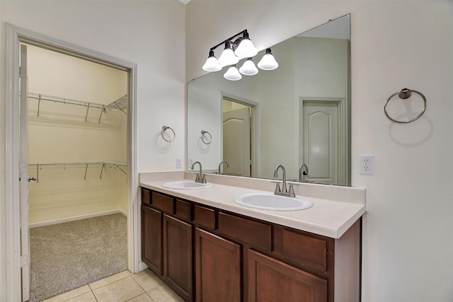 bathroom with vanity and tile patterned floors