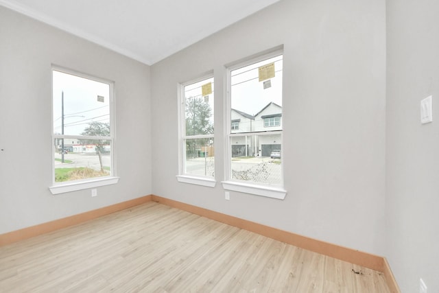 empty room featuring a healthy amount of sunlight and light wood-type flooring