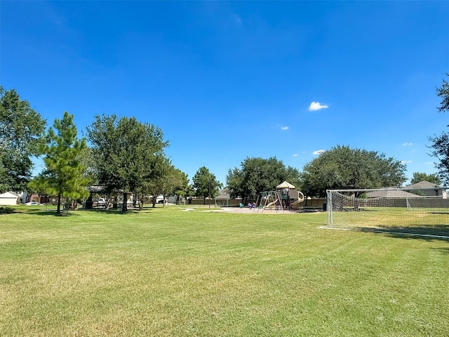 view of yard with a playground