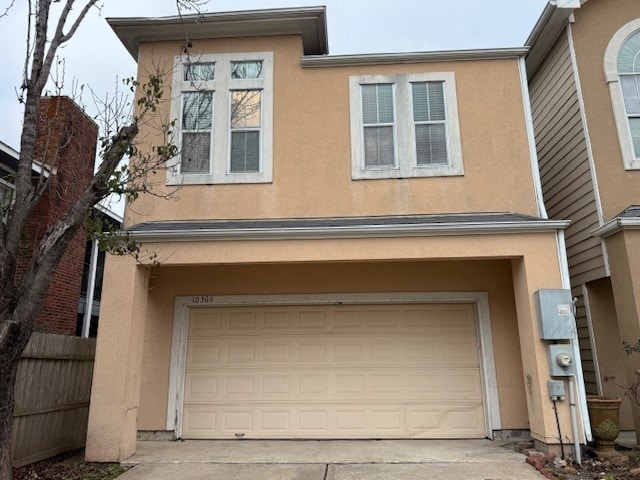 exterior space with a garage